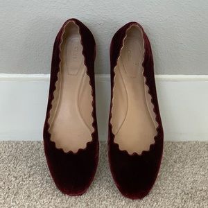 Burgundy Velvet Chloe flat